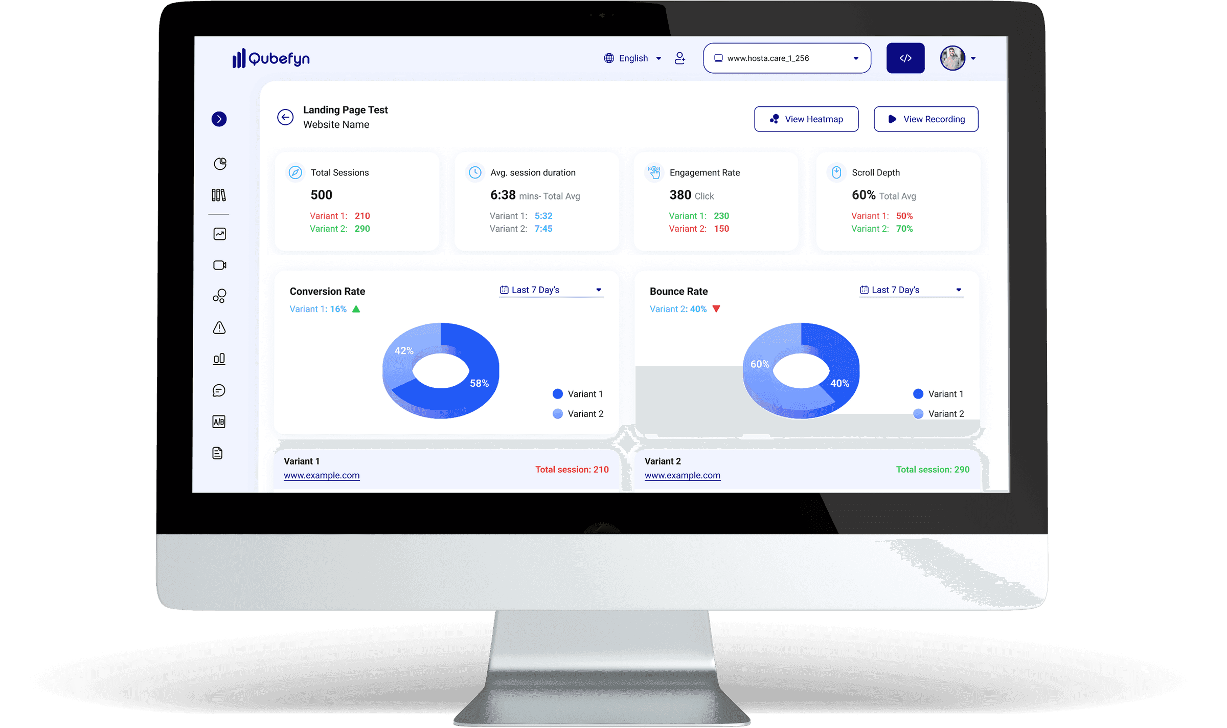 Qube-Analytics-Oberflächen für Verhaltens- und Leistungsanalysen — originale Produktansicht 3
