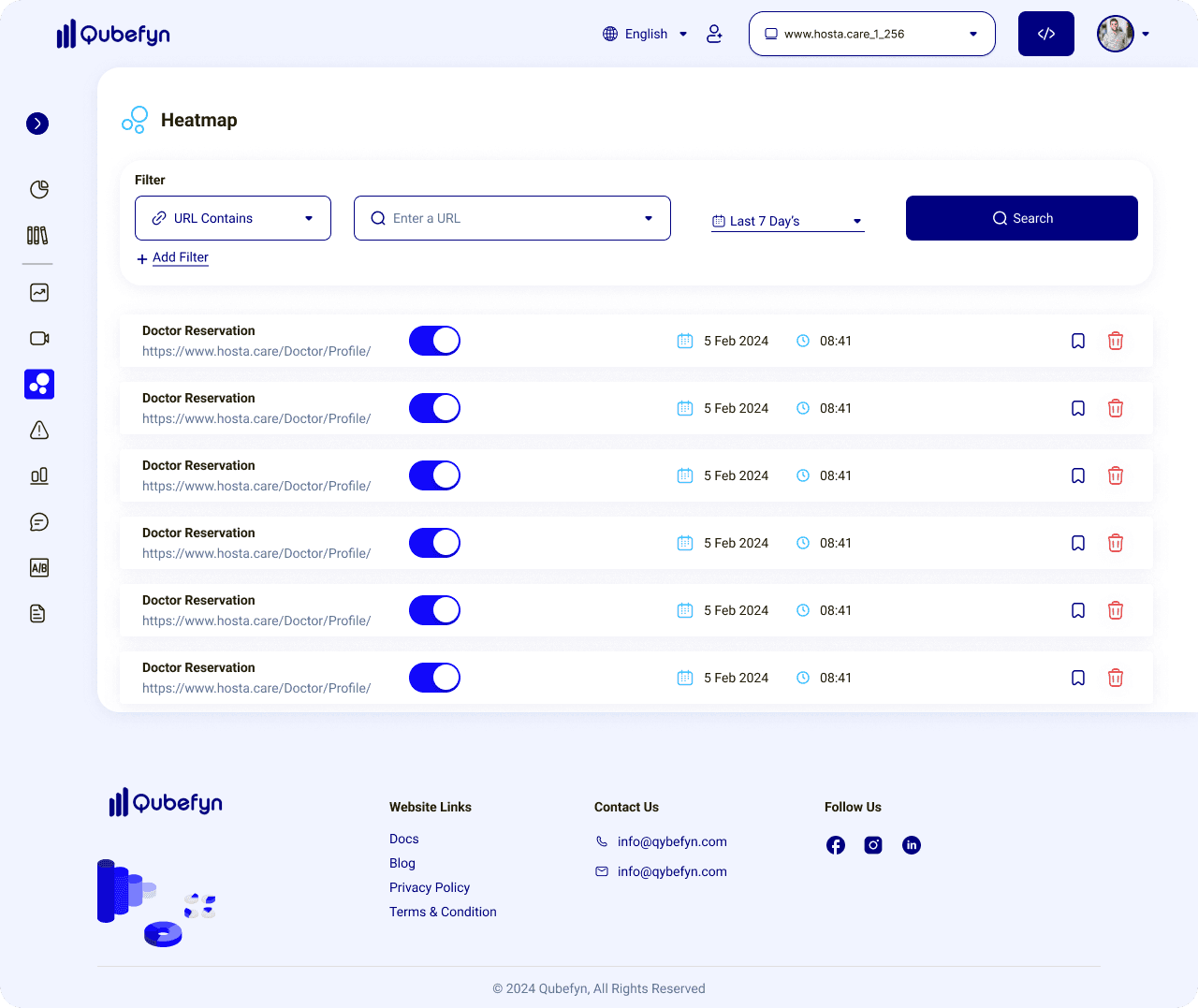 Qube-Analytics-Heatmaps für Klicks und Scrolltiefe — originale Produktansicht 3