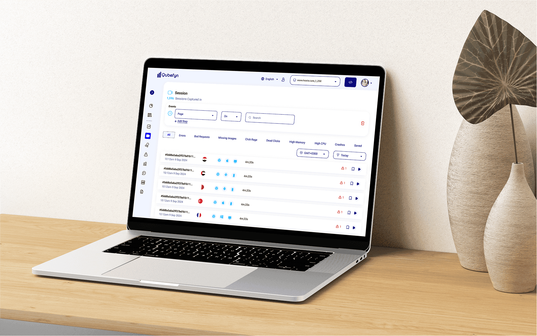 Sitzungsaufzeichnungen und Analyse der User Journey — originale Produktansicht 1