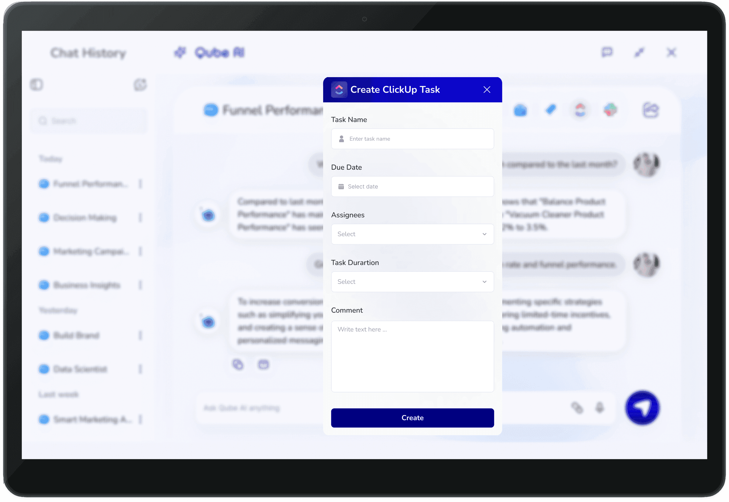 Qube AI für Gespräche mit Geschäftsdaten und Berichte — originale Produktansicht 3