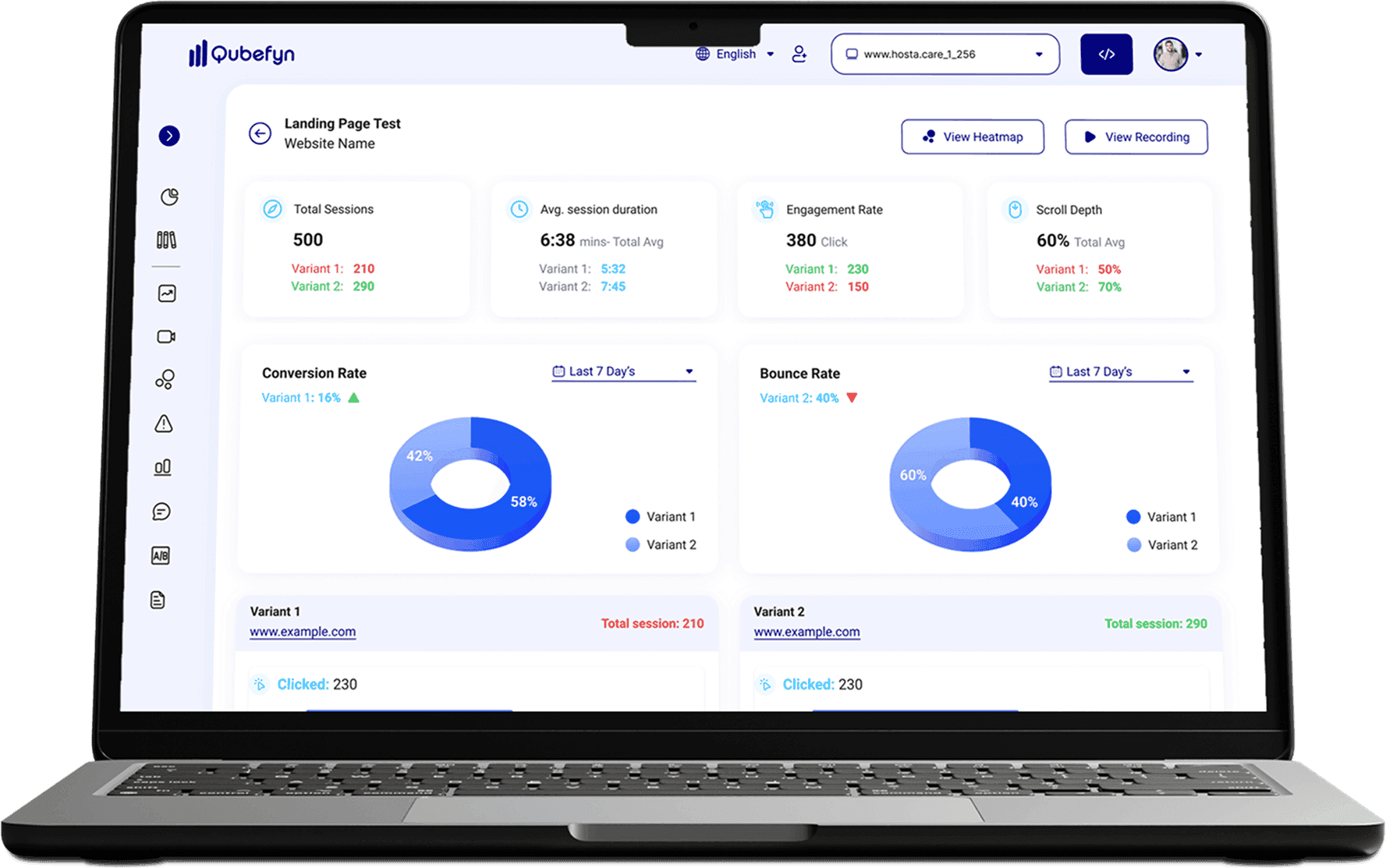 إعداد اختبار A/B ونتائجه في Qube Analytics